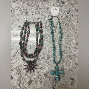 Elegant Pink and Turquoise western  Necklace Set